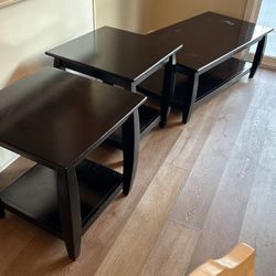 2 End Tables And A Coffee Table Espresso - Price Lowered!!
