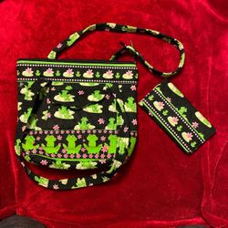 Quilted Purse and Wallet (Frog Print)