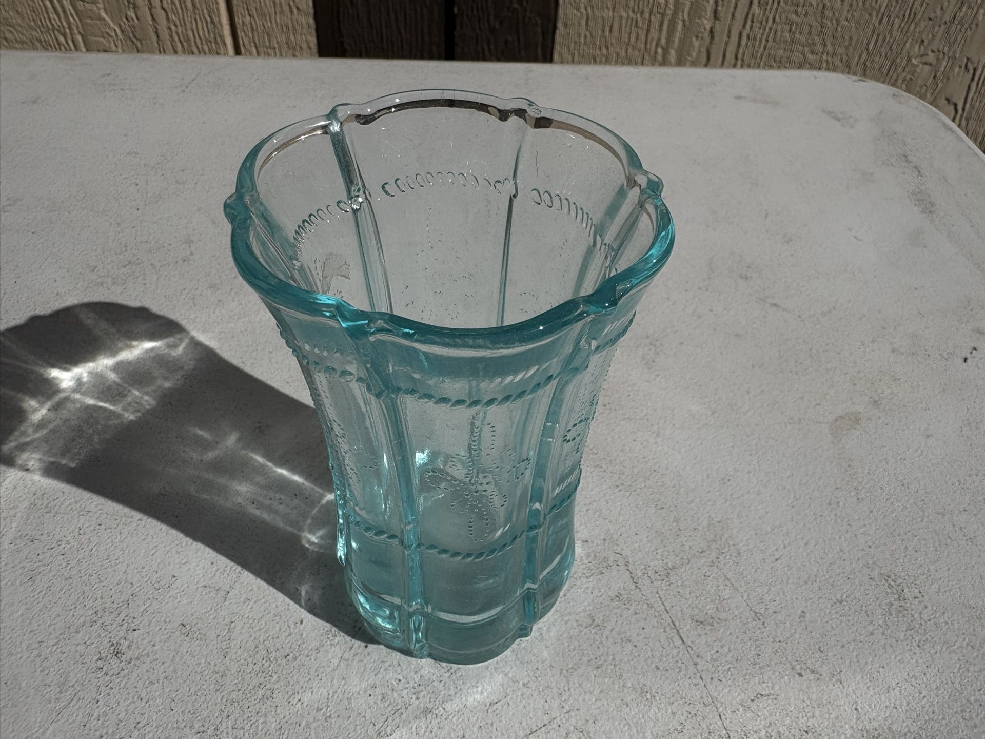 Light Blue Pressed Glad Vase