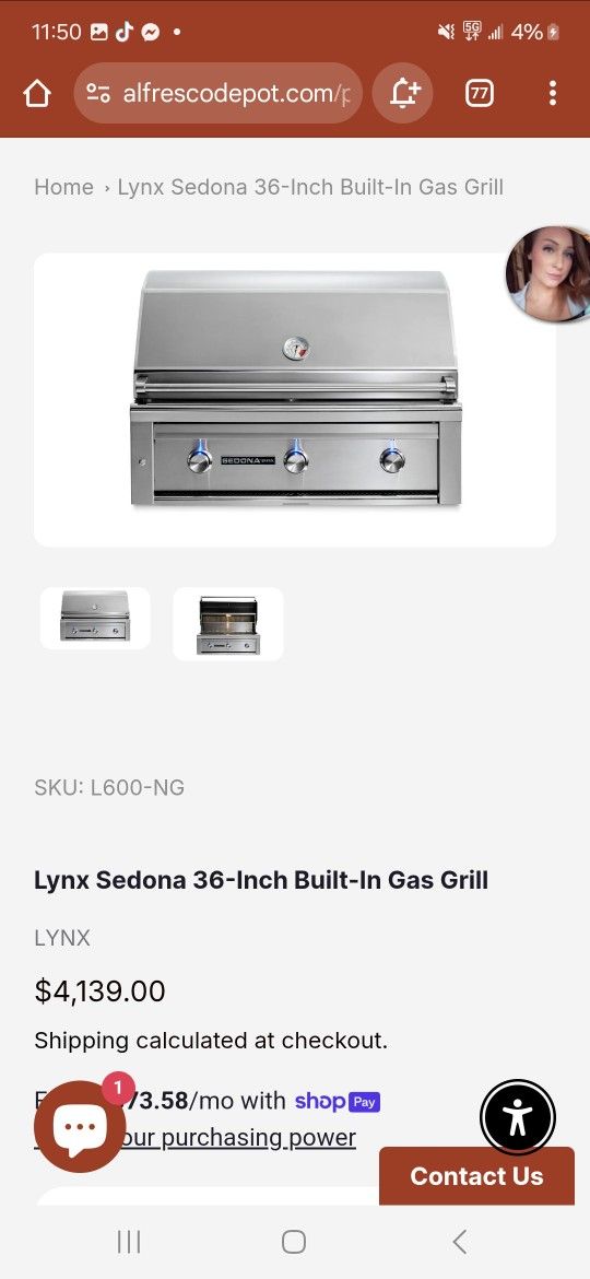 Lynx Sedona 36in BUILT IN Gas grill