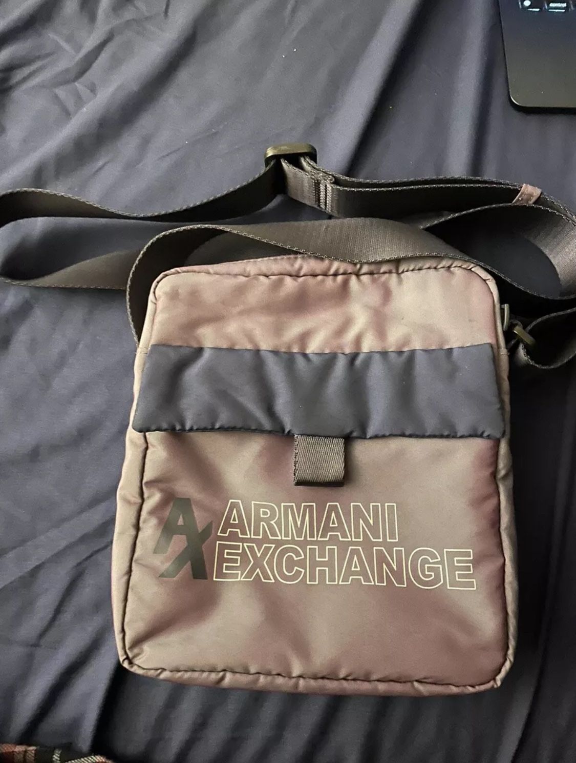Mens Armani Exchange Metallic Logo Crossbody Purple Bag