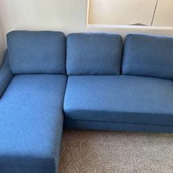 Blue Modern Jarreau 84” Sectional Sofa with Bed Extension by Ashley HomeStores