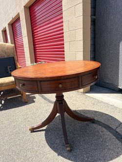Ethan Allen Regency Style Top Drum Table
