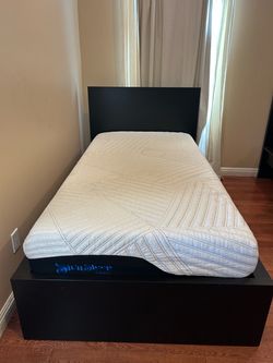 Black twin bed frame - with free mattress