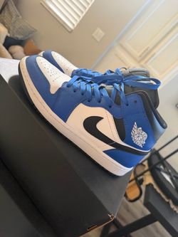Air Jordan 1 Mid Blue White Black Sneakers