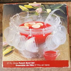 27 Piece Glass Punch Bowl Set 