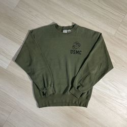 Vintage Green USMC Y2K Graphic military crewneck sweatshirt size small 