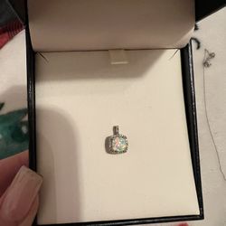 Opal Pendant Necklace 10k White Gold 
