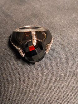 Sterling Silver Black Stone Men's Ring