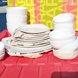 24 Piece Fine White China.  Used White Elements Brand From Dillards 