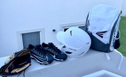 Youth Baseball Gear Set – Easton Helmet & Backpack, Nike Cleats + Glove