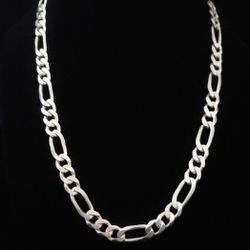 20" x 11mm Heavy Solid Sterling Silver Figaro Chain Link Necklace. Italy, MINT!