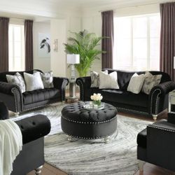 Harriotte Black Living Room Set ( Sofa, Loveseat , Couch Sectional Options ) 