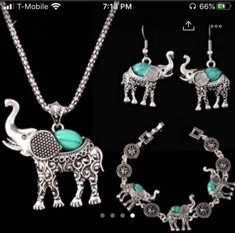 Tibetan Turquoise 3pcs Lucky Elephant Jewelry Set