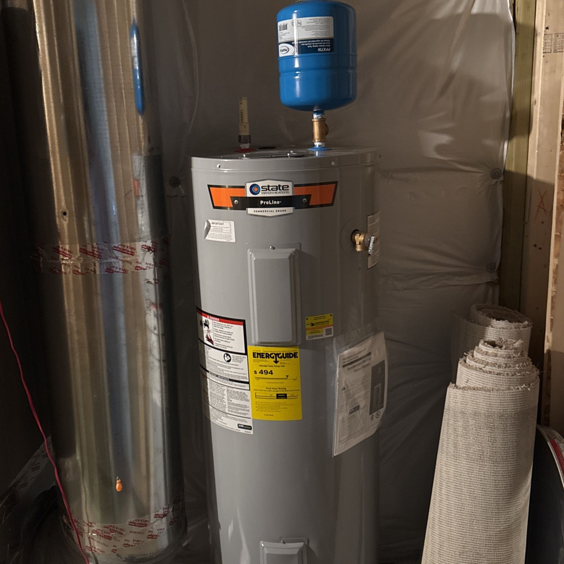 50 gallon Electric Water Heater (State Proline With Expansion Tank