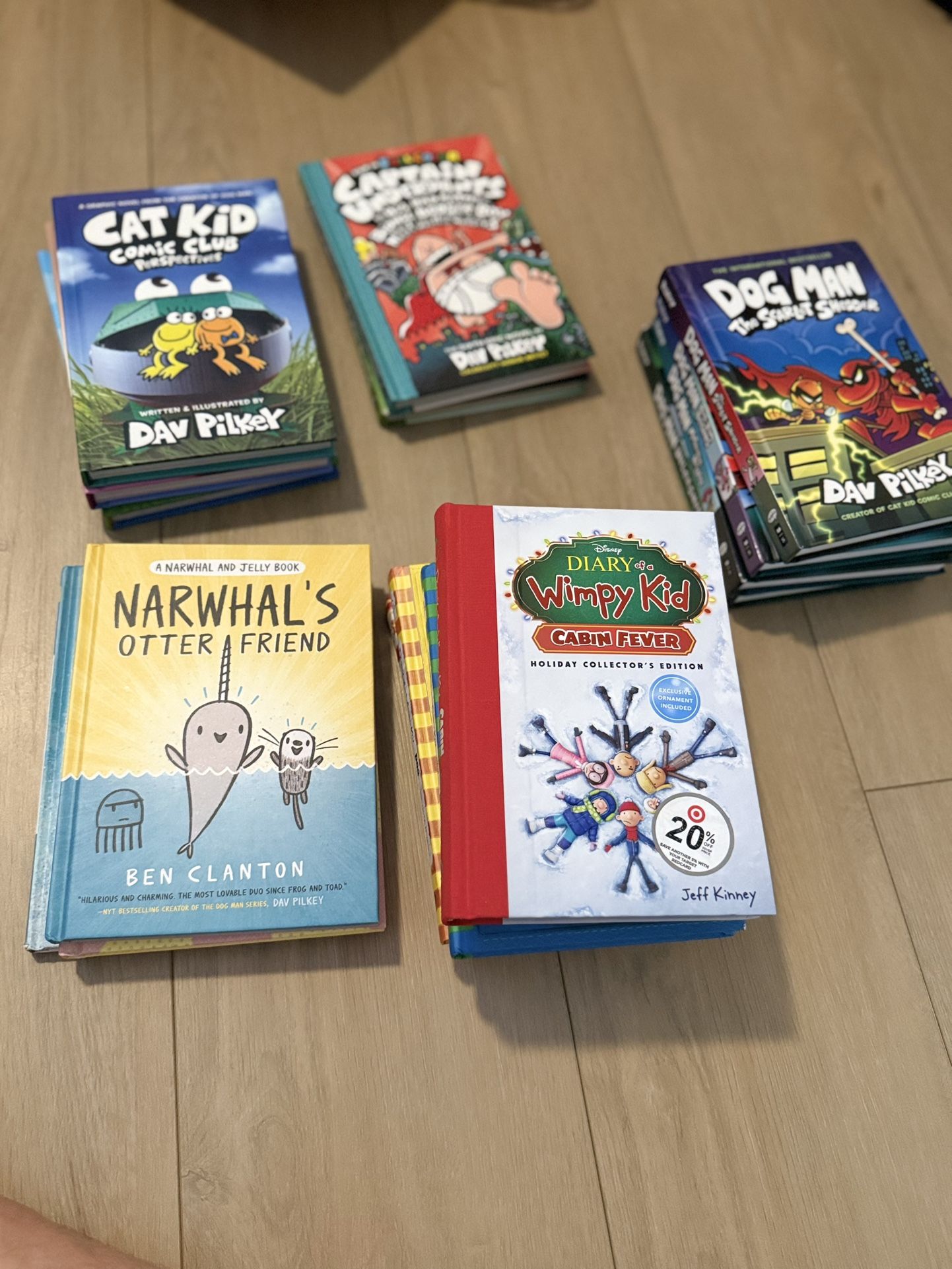 Dog man, Captain Underpants, Cat Kid, Narwhals, Diary Of A Wimpy Kid Books