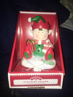 Holiday Time stocking holder Elf- Heavy As To Keep Stocking From Falling