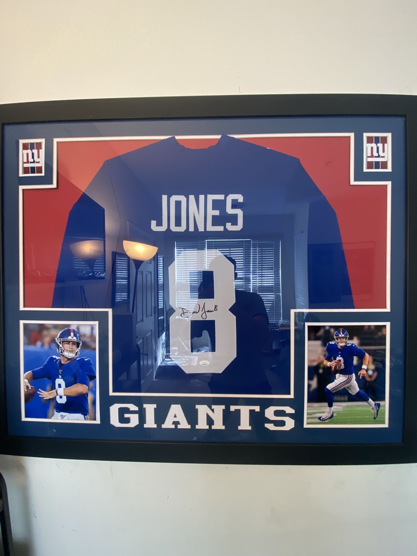 Autographed Daniel Jones Framed Jersey