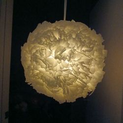 White Ruffled Paper Pendant Light Shade