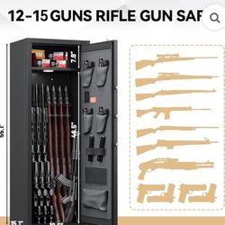 15 Rifle Gun Safe, Home Safes for Rifles and Pistols, Large Unassembled Rifle Safe with 3 Removable Gun Racks, Digital Gun Cabinet wi