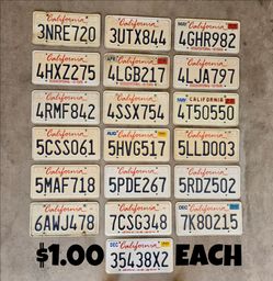 EXPIRED CALIFORNIA LICENSE PLATES