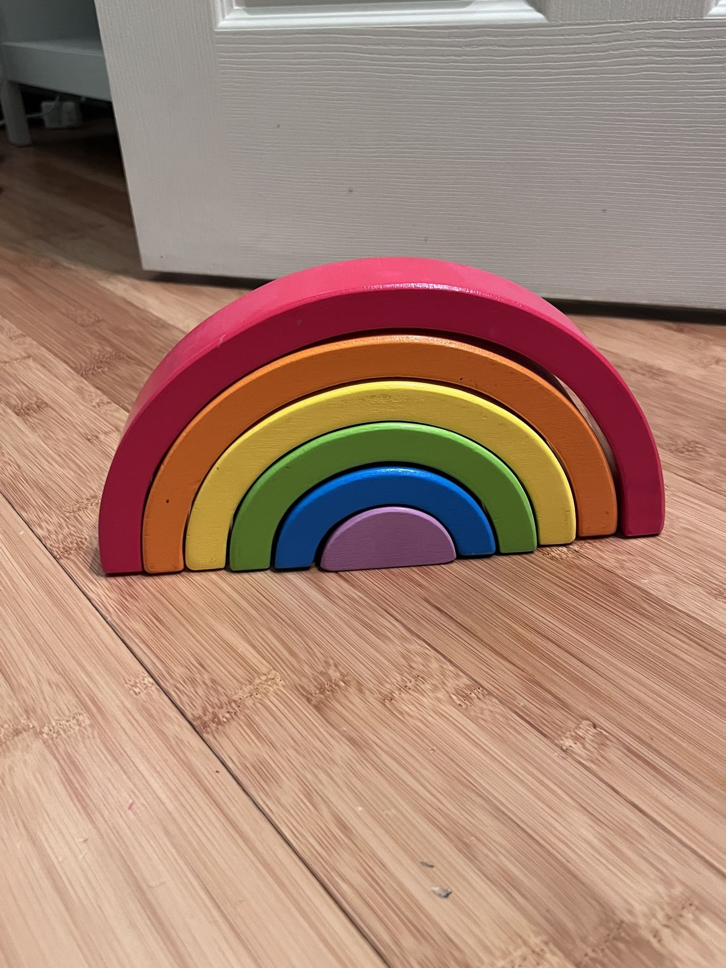 Wooden Rainbow Stacking Toy, Wood Rainbow Stacker Arch Game, Montessori Arch Bridge Rainbow Building Blocks, Colorful Stacking Blocks Puzzles for Kids