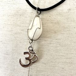 Milky Quartz OM Pendant Necklace 