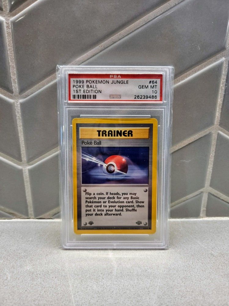 1999 Pokemon Jungle 1st Edition Poke Ball Trainer 64 PSA 10!