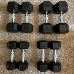 PR Lifting Hex Dumbbells - Pairs of 15s, 20s, 25s, 30s - Total 180 Pounds 