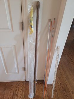 Bike safety flag, curtain rod, driveway markers, broomstick handle