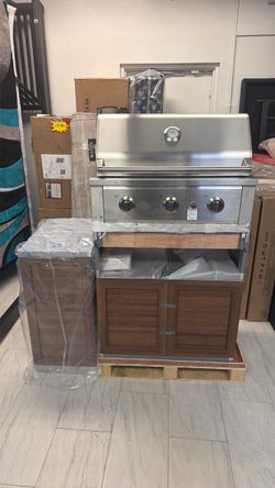 Stainless Steel Built-In Gas Grill with Cabinet Base