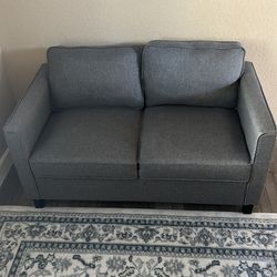 Loveseat, gray linen
