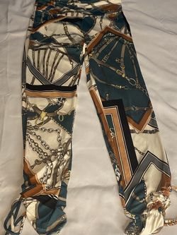 Womans Pant/Shirt Set Size M Green/Gold 