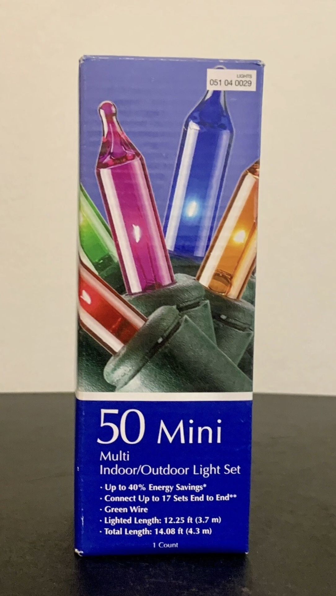 50 Mini Outdoor Christmas Lights Lighted Length 12.25 FT