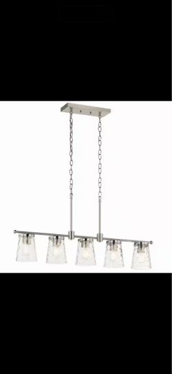 KICHLER Coralise 5-Light Linear Chandelier with Clear Water Glass in Brushed Nickel