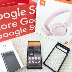 Google Pixel 6a - UNLOCKED Smart Phone + JBL Tune Bluetooth Headphones 