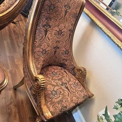 6 Elegant Oversized Carved Wood Dining Arm Chairs – High Back Upholstered