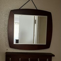 Wall Mirror Shelf w/  Coat Rack 