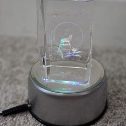 3D Laser Etched Glass Wolf In Desert
