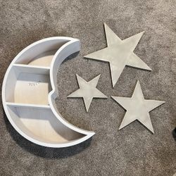 Pottery Barn Moon Bookshelf And Star Wall Art 