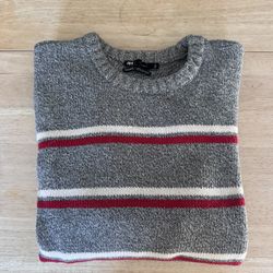 Grey Striped Sweater - M