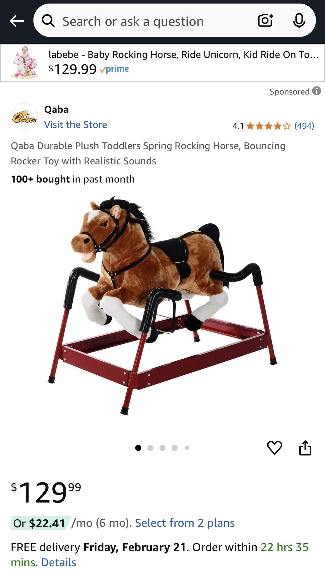 Qaba plush spring Rocking Horse