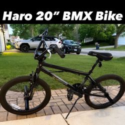 Haro 20” Professional BMX Bike Black Freestyle Pro Bicycle Pegs Shredder Downtown New Grips Great Breaks Padded Giant Seat Aluminum Steel Alloy 🚲