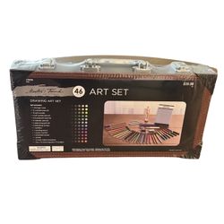 Master's Touch 46 Piece Drawing Art Set Fine Art Set - Leather Wood StyleCase