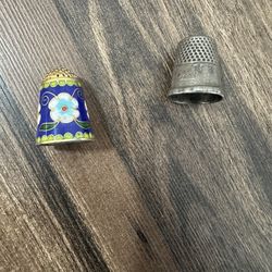 2 Antique Sewing Thimbles 800 Silver .800 Sewing Finger Thimble Vintage Lot