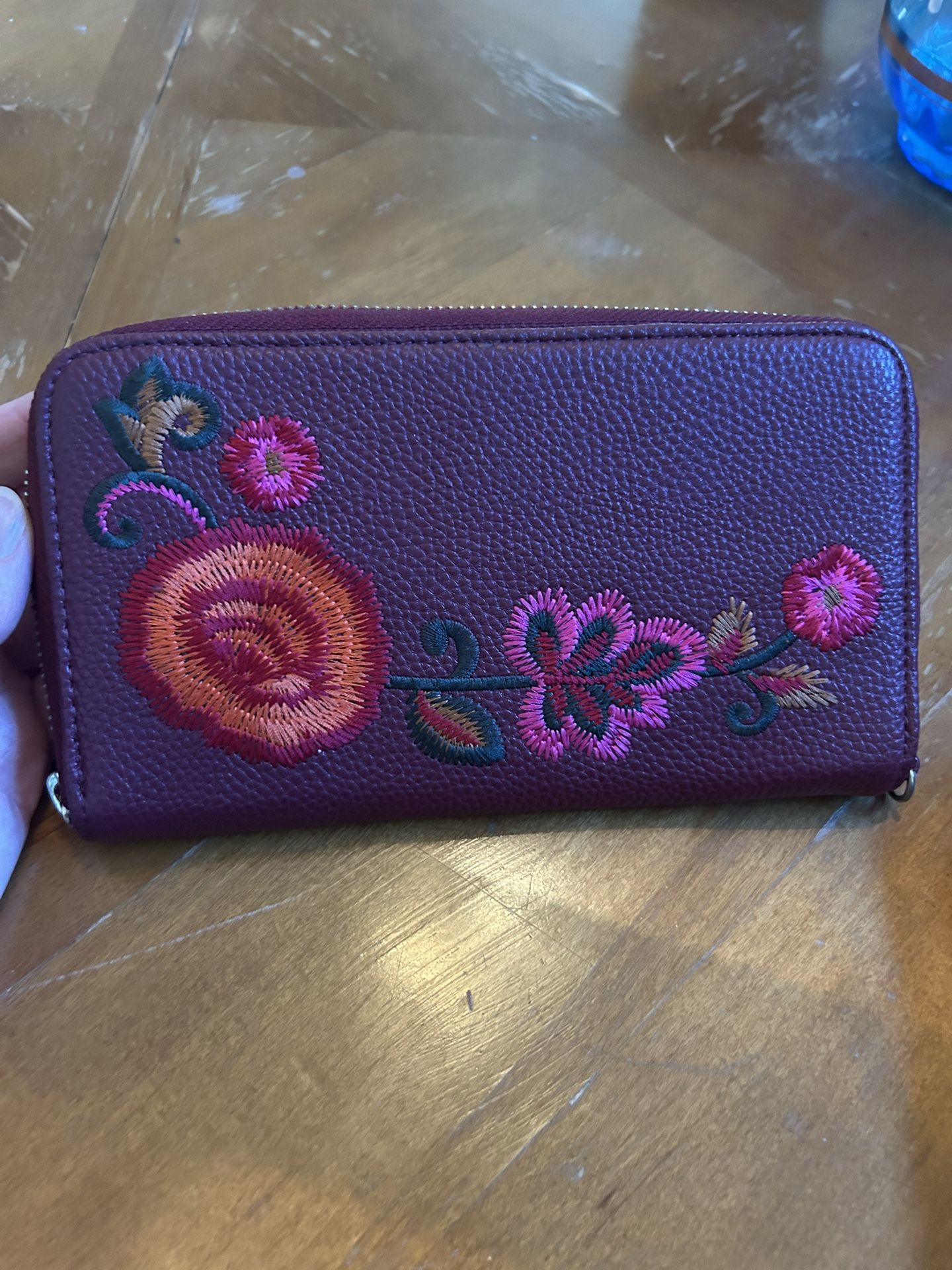 Plum and floral Wallet