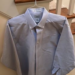 L L Bean Blue Mens Long Sleeved Shirt Nice Size 16 1/2