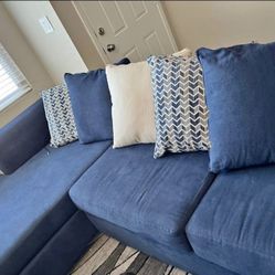 Blue Two Piece Modern Sectional Sofa