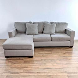 Living Spaces Beige 92" Reversible Chaise Sectional Sofa