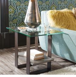 End Table - Rosemoor Glass-Top 26" w x 20" d x 22" h Mid-Century Modern Style - Ethan Allen Is